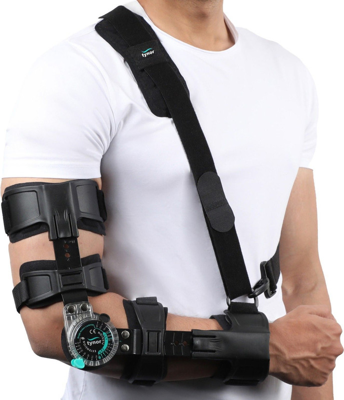 TYNOR ROM Elbow Brace, Black, Left, Universal Size, 1 Unit Elbow Support(Black)