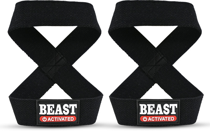 EasyHealth Professional Figure 8 Lifting Straps, Deadlift, Cotton For Gym Wrist Support(Black)