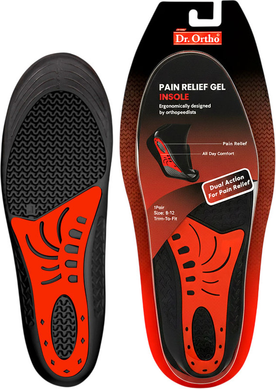 Dr. Ortho Pain Relief Gel Insoles|Trimmable Sole for Walking, Running & Sports- 1 Pair Heel Support