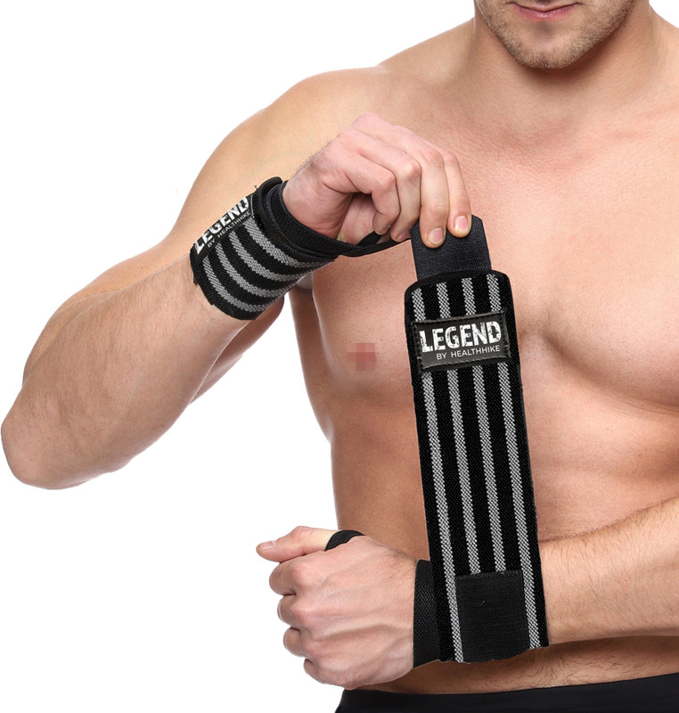 HealthHike Wrist Supporter for Gym with Thumb Loop, Wrist Band for Gym, Wrist Wrap for Gym Wrist Support(Grey, Black)