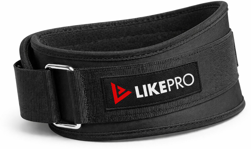 LIKEPRO 4 Inch Soft Neoprene EVA Belt with Steel Buckle & Nylon Velcro Closure Weight Lifting Belt(Black)