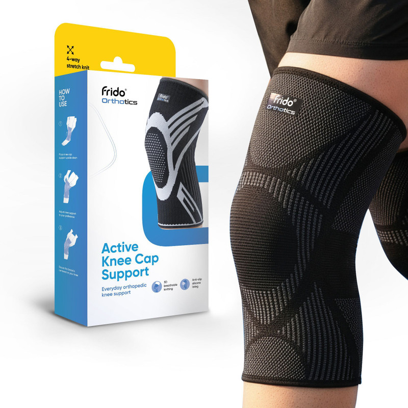 Frido Active Knee Cap for Pain Relief, Joint Support & Injury Recovery, Core Black, XL Knee Support(Black)