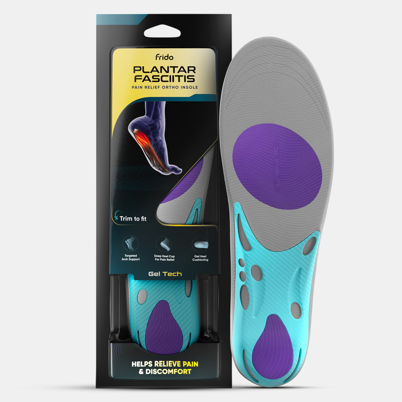 Frido Plantar Fasciitis Pain Relief Ortho Insoles For Men & Women, Small (5-8 UK) Insole(Grey)