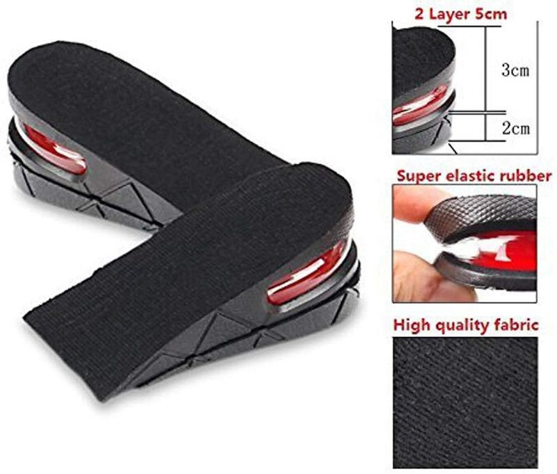 ZIRAK Heel Height Increase Insoles with Air Cushion | 3-Adjustable Layered Half Insole Foot Support(Black)
