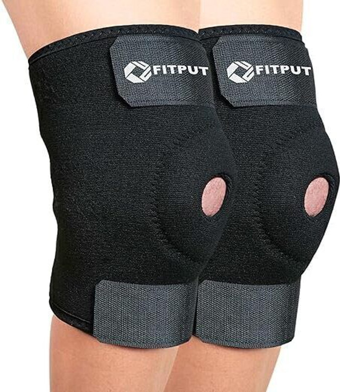 FITPUT Adjustable Knee Cap Support for Gym, Running Joint Knee Pain Relief Men & Women Knee Support(Black)