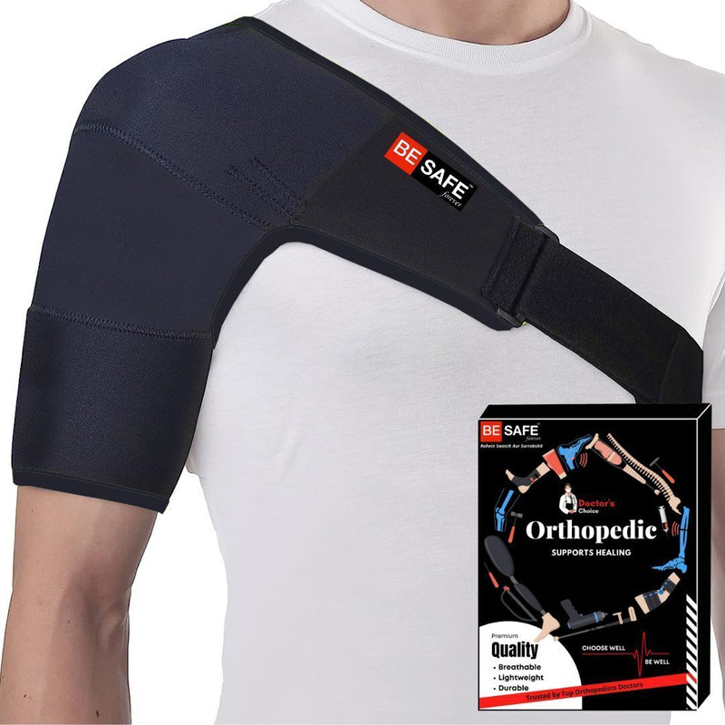 BE SAFE Forever Shoulder Support Sling Wrap, Shoulder Immobilizer Belt, Black, Left/Right Shoulder Support(Black)