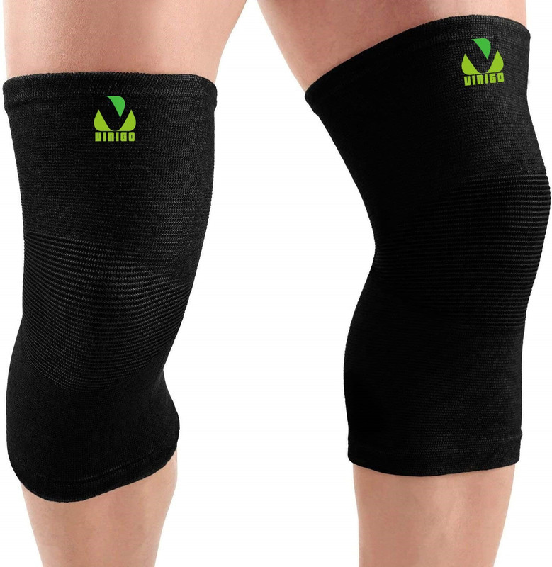 VINIGO Unisex Stretchable Compression Knee Cap Brace For Joint Pain Relief (Pair) Knee Support(Black)