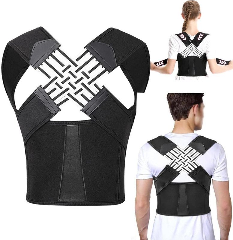 ZEDAN Neoprene Posture Corrector Belt For Men & Women | Back and Shoulder Pain Relief Supporter(Black)