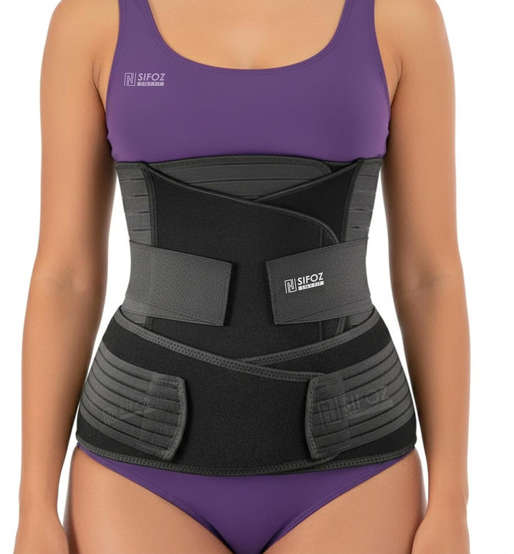 Sifoz Neoprene 3-in-1 Postpartum Belly Belt | Abdominal & Back Support, Free Size Back / Lumbar Support(Black)