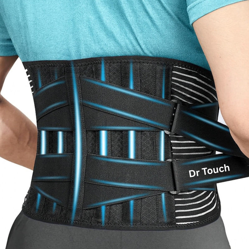Dr Touch Back Braces for Men and Women, Back Support Belt for Lower Back Pain Back / Lumbar Support(Black)