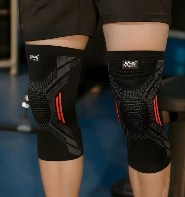 Xfinity Fitness PROFESSIONAL KNEE SLEEVE SUPPORT CAP FOR GYM EXERCISE AND WORKOUT PACK OF 2 Knee Support(Red)