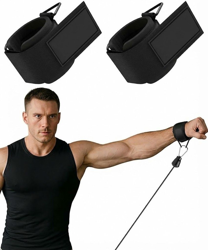 RACE Wrist Cuffs Weight Lifting Straps with D-Ring | Attachment for Lateral Raises Wrist Support(Black)
