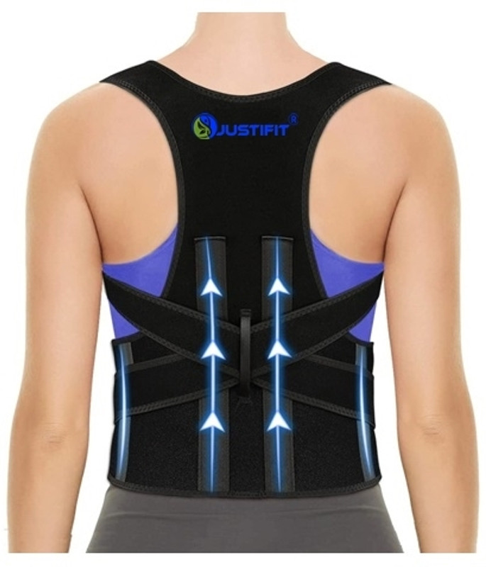 JUSTIFIT back pain relief belt for men & women shoulder back support Posture Corrector(Black)