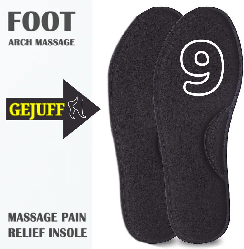 GEJUFF Men & Women Pain Relief Memory Foam Shoe Insoles Pad - Cushioned Arch Support Foot Support(Black)