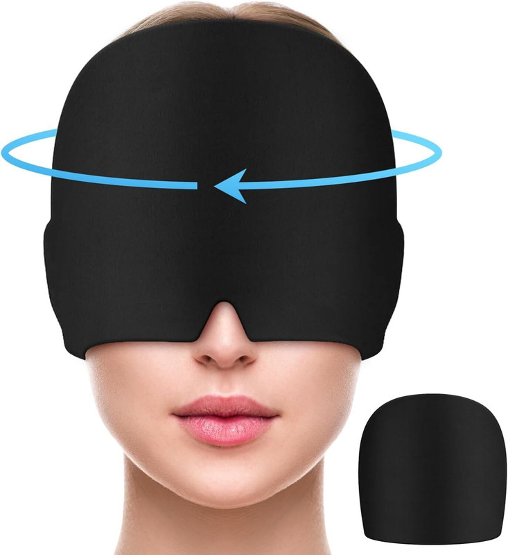 Pinopa migrain relief cap Reusable Gel Ice Head Wrap for Headache, Stress Head Support(Black)