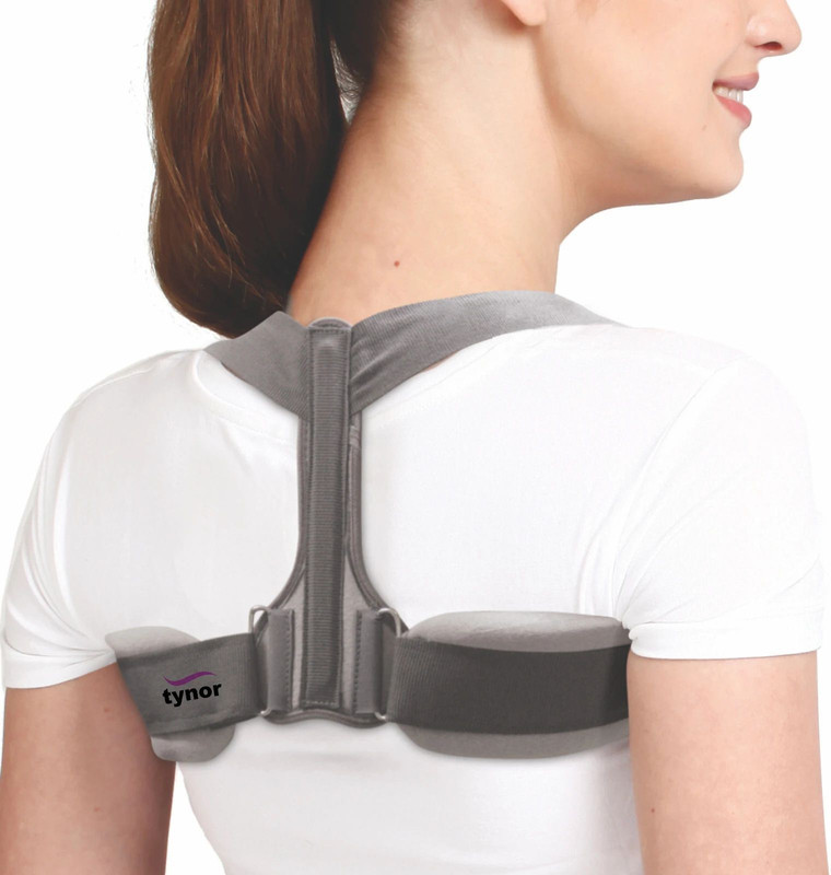 TYNOR Clavicle Brace with Fastening Tape, Grey, Medium, 1 Unit Shoulder Support(Grey)