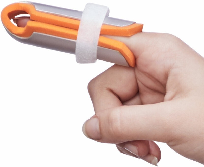 VISSCO Cot Finger Splint Finger Support, With Immobilizer Adjustable Strap Splints(Orange)
