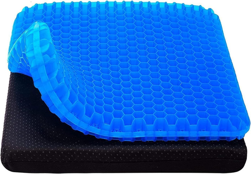 VISHIXIT Gel Seat Double Thick with Non-Slip Cover, Breathable Honeycomb Gel Cushion Back / Lumbar Support