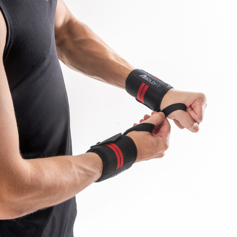 BOLDFIT Wrist Supporter for Gym Wrist Support Wrap Weight Lifting Strap Grip Wrist Band Wrist Support(Red, Black)