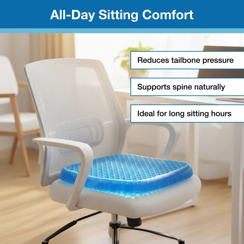 DeoDap Cushion Seat Flex Pillow, Gel Orthopedic Seat Cushion Pad For Car , Egg Sitter Back / Lumbar Support(Blue)