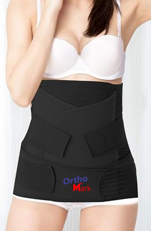 HouseOfCommon After C Section Post Pregnancy Tummy & Pelvic 3 in 1 Belt Size XL 46"-52" Abdominal Belt(Black)