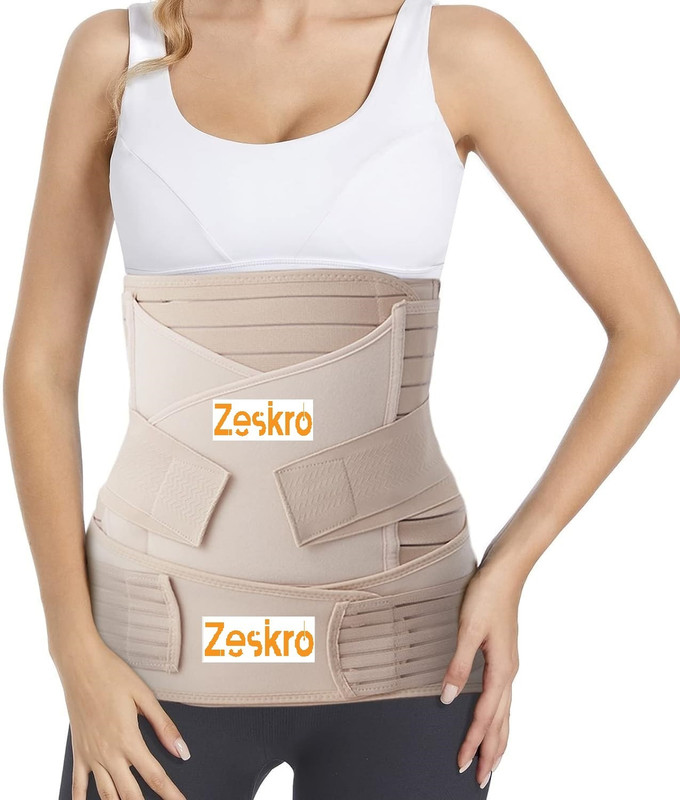 ZESKRO 3 in 1 Postpartum Support Recovery Belt Relief Back Pains (Beige) Arm Support