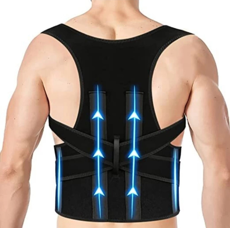 SELRINA Posture belt for men and women for back pain Shoulder Support(Black)