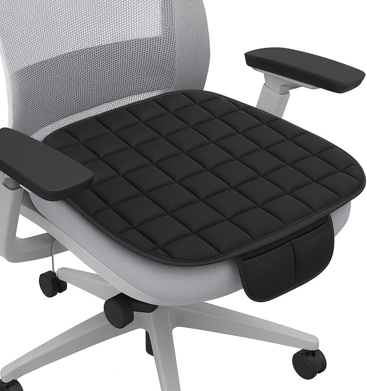 HSR Comfortable Ultra-Soft Office Chair Seat Cover with Non-Slip Grip, Universal Fit Supporter(Black)