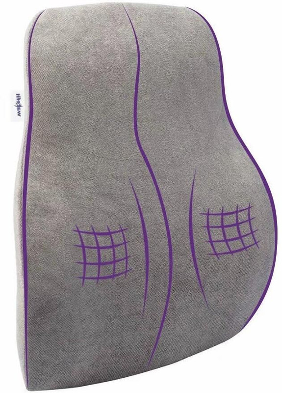 Wakefit Memory Foam Back Support Chair Cushion Back / Lumbar Support(Grey)