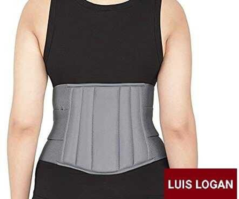 LUIS LOGAN L.S Belt Lower Back Brace Support Fracture Injuries for Men and Women (GREY XL) Back / Lumbar Support(Grey)