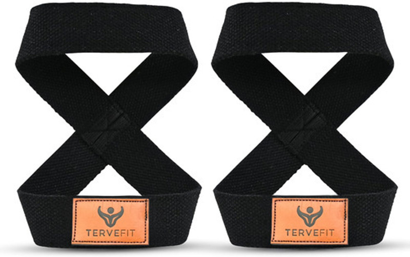 Tervefit Figure 8 Lifting Straps, Deadlift Strap for Gym Wrist Support (Black) Wrist Support(Black)