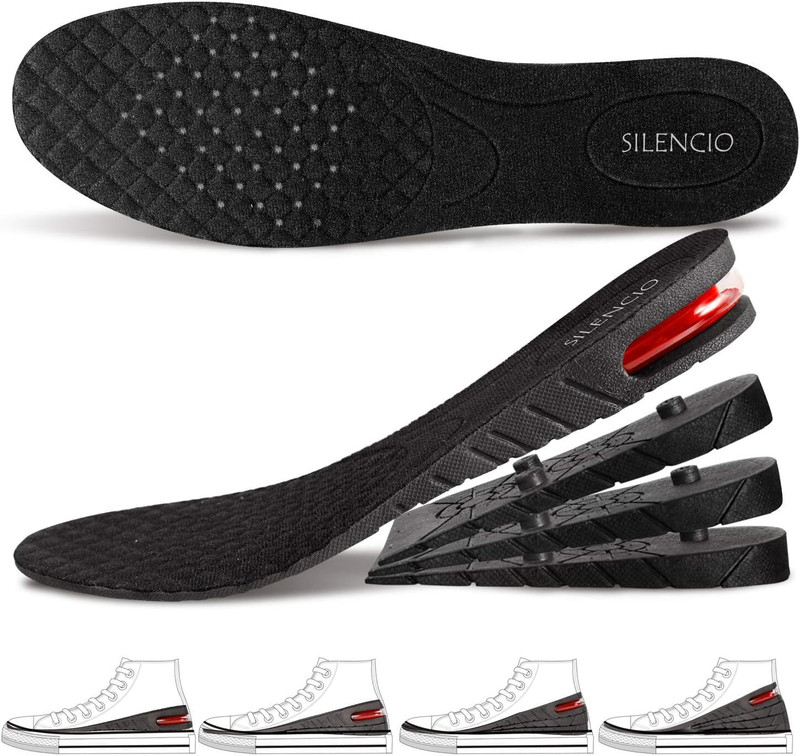 Silencio Height Increase Insoles 4 Layer 9 cm (3.5 Inch) Taller Insoles for Men and Women Heel Support(Black)