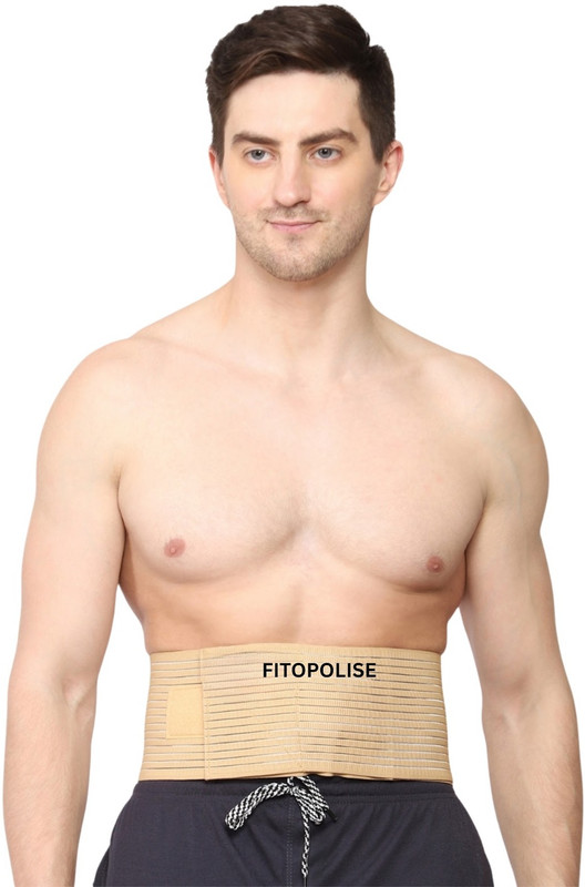 FITOPOLISE Umbilical Hernia Belt | Adjustable Abdominal Support Binder with Compression Pad Abdominal Belt(Beige)