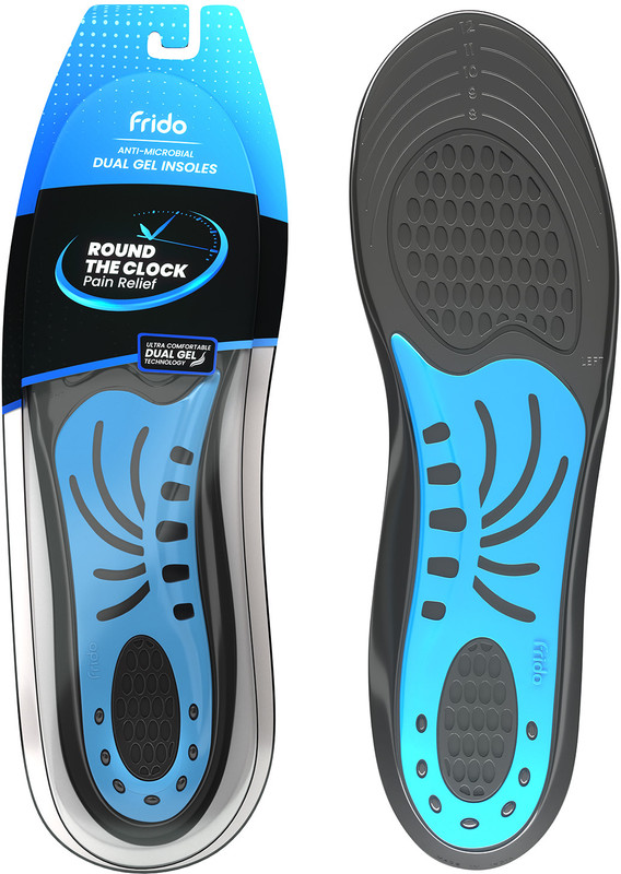 Frido Dual Gel Insoles, Extra Comfort & Support, Trim-to-fit, Made in India (5-9 UK) Insole(Blue)