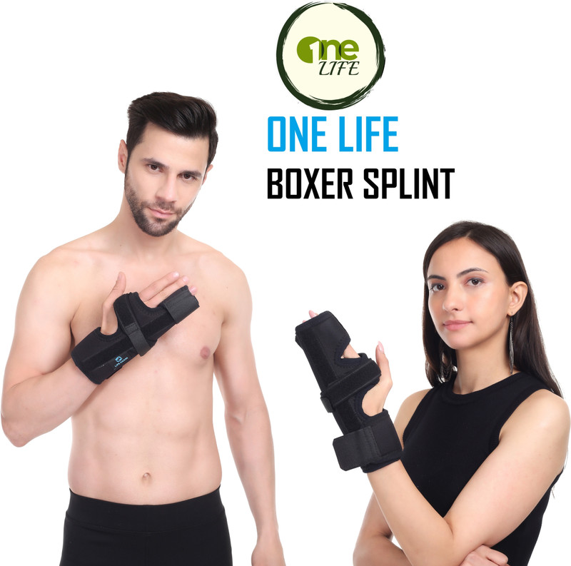 ONE LIFEN Boxer Finger Fracture Splint Support Brace Fits Both Hands For Men & Women Arm Support(Black)