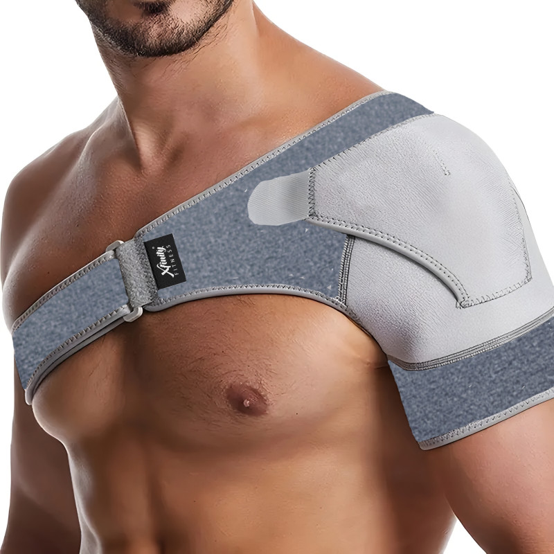 Xfinity Fitness Neoprene Compression Shoulder Support Brace with Adjustable Strap Pain Relief Shoulder Support(Grey)