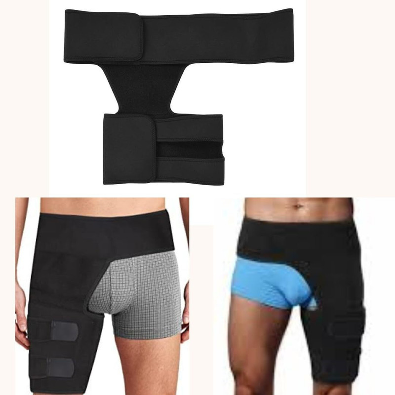 WITSOUL Thigh Support Strap Wrap for Recovery Sports Pain Relief (Universal) Supporter(Black)