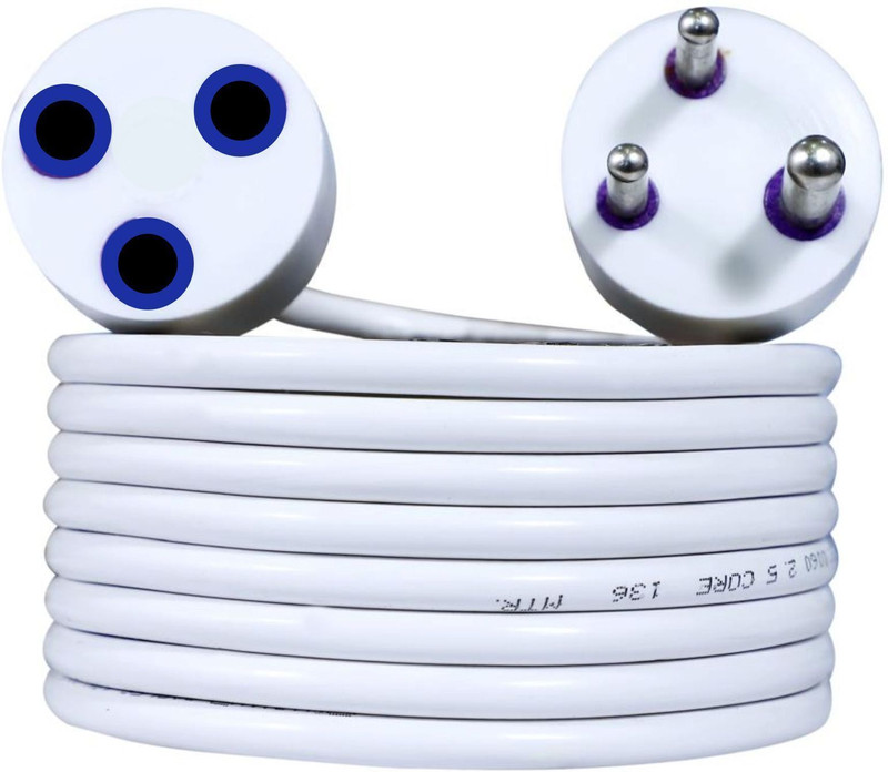 ZIYTRACK Extension Power Cord Heavy Duty Long Wire 3Pin Cord Single Outlet Socket 10A 1  Socket Extension Boards(White, 3 m)