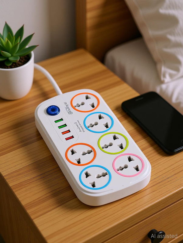 FERVIK Power Plate 2500W 4+6 Socket Extension Boards 6 Socket Extension Boards 6  Socket Extension Boards(Multicolor, 2 m, With USB Port)