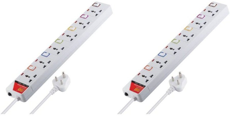 MX Universal Power Strip with LED Indicator &Circuit Breaker Protection(Pack of 10) 6 Socket Extension Boards(White, 1.5 m)