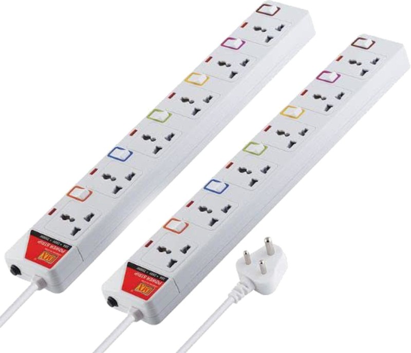 MX Universal Power Strip with LED Indicator &Circuit Breaker Protection (Pack of 2) 6 Socket Extension Boards(Multicolor, 1.5 m)