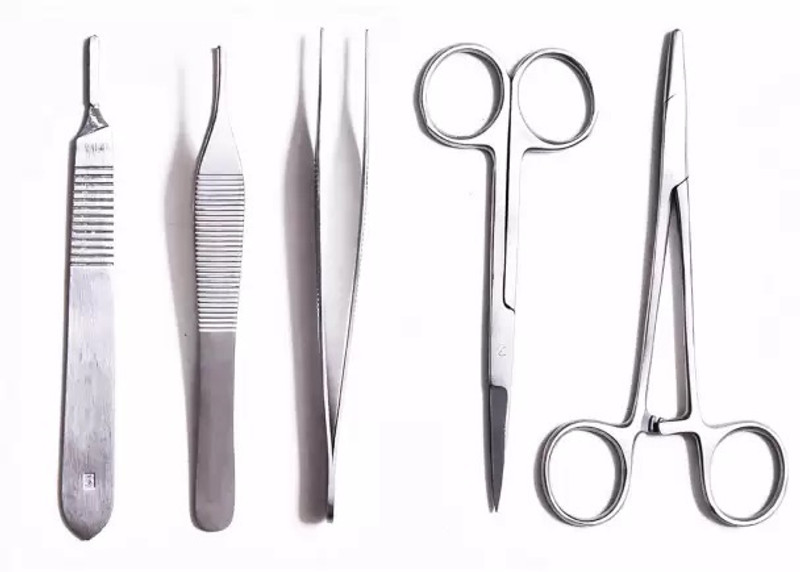 clark 5pc Micro Surgical Instrument Set (Needle Holder, Scissor, Adson Forcep Tooth) Utility Forceps