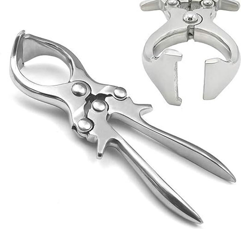 REVITI Castration Forcep Burdizzo Style Stainless Steel 9 Inch Veterinary Tool Serrated Forceps