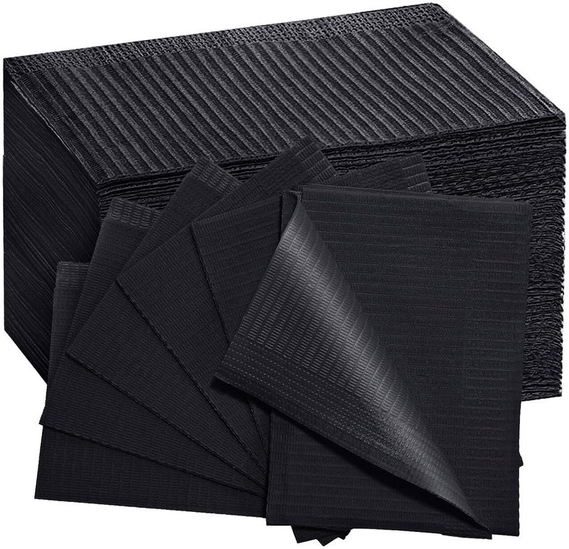 Shield plus Disposable Black Dental Bibs 25 pcs Waterproof Patient Bib Tattoo Hygienic 3 Ply Surgical Plier(Polypropylene)