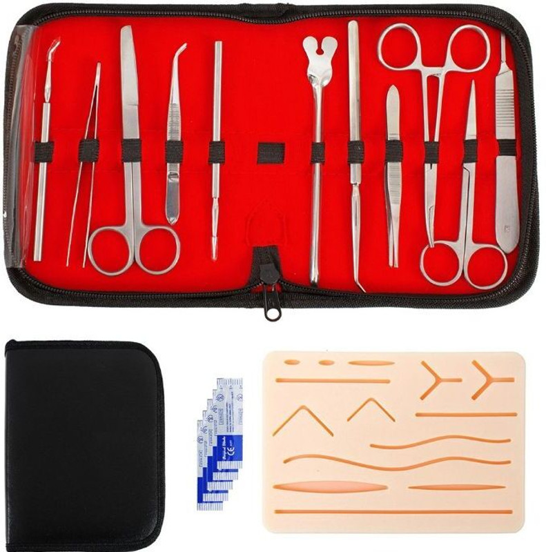 tanoo Medical Students Dissection Surgical Suture Practice Tool Kit Surgical Plier(Stainless Steel, Steel, Nylon, Silicone)