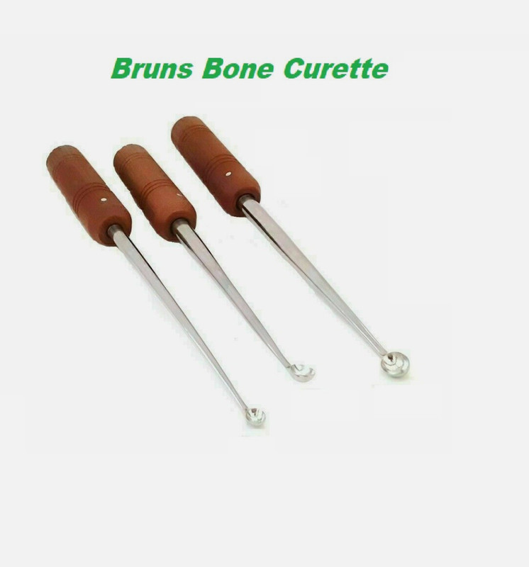 OI MEDICARE Orthopedic Bruns Bone Curette small,medium& large (set of one Surgical Plier(Stainless Steel, Steel, Wooden)