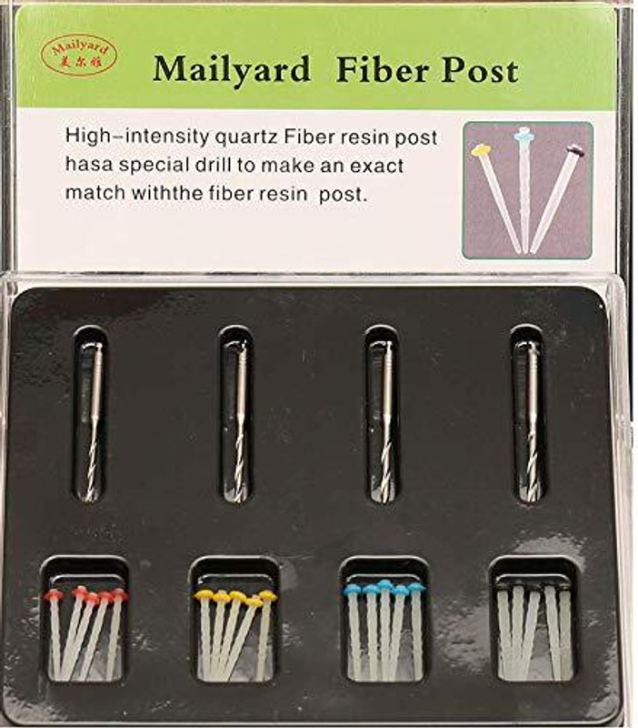 Mailyard Dental Fiber Post with Drill Screw 20 Post + 4 Drills Surgical Plier(Fiber)