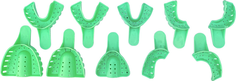 KJCSurgical Dental Plastic Autoclavable Alginate Impression Tray (Green-Pack of 10pc) Surgical Plier(Plastic)