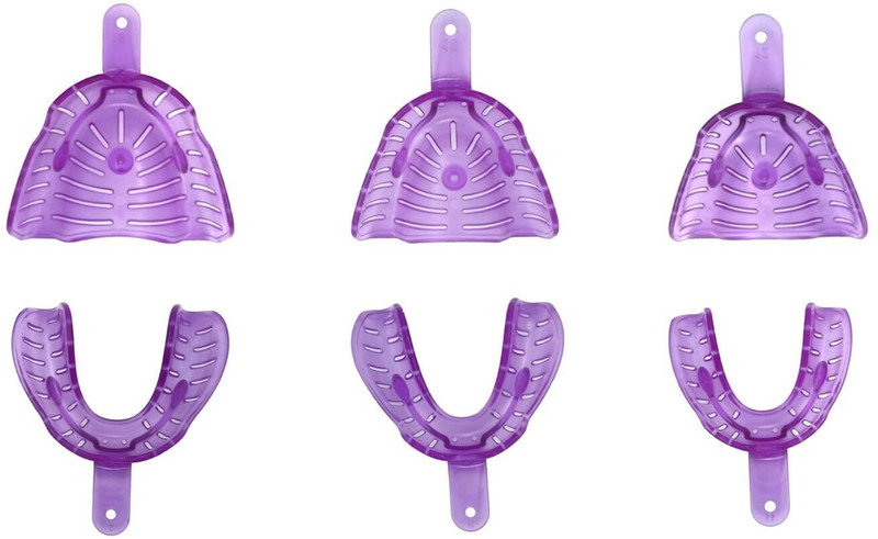 Dentosmile Perforated Dental Orthodontic Autoclavable Edentulous Impression Trays (3 Pairs) Surgical Plier(Plastic)