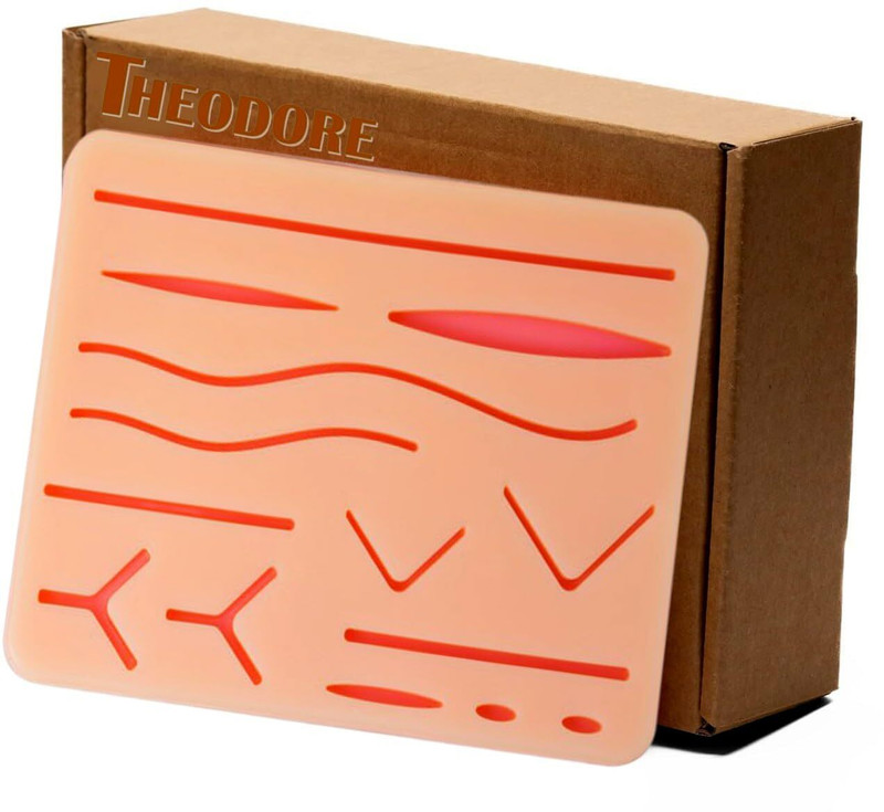 THEODORE Suture Practice Pad with wound, Advanced Silicone Surgical Plier(Silicone)